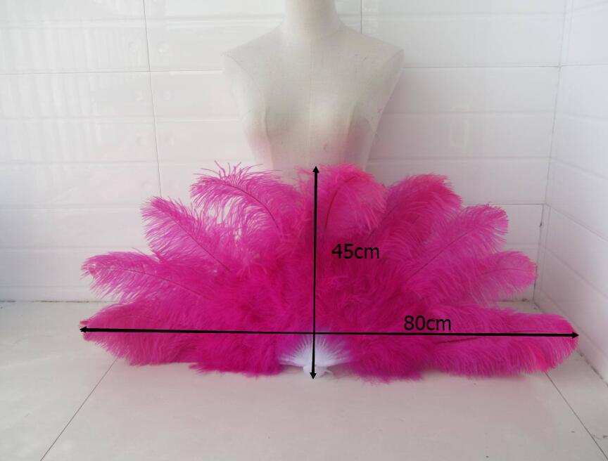 20pieces 80X 45cm hot pink ostrich feather fans